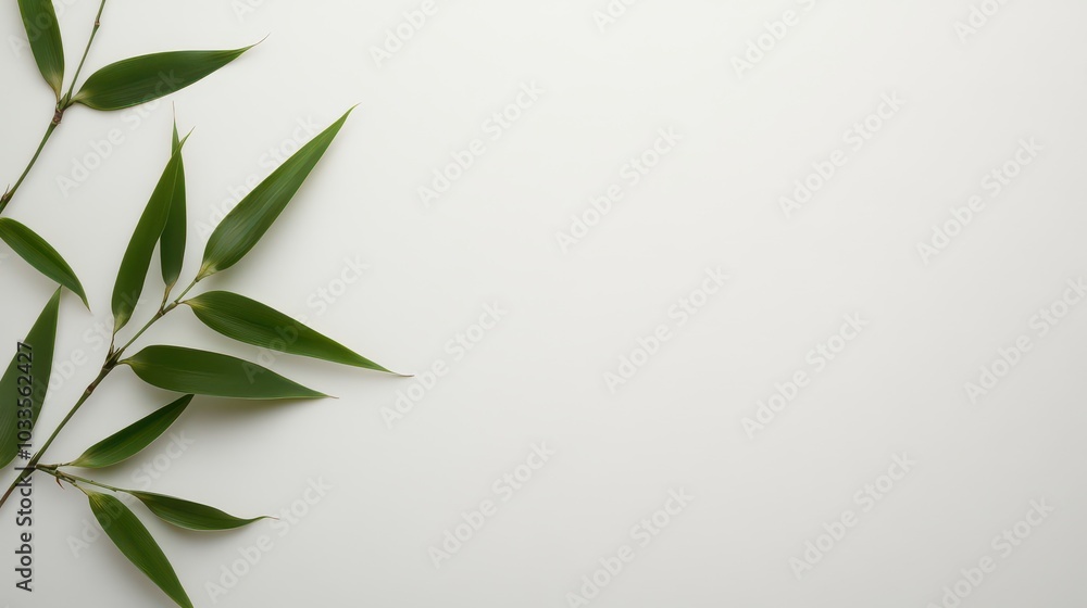 A serene composition featuring green leaves against a clean, white background, perfect for nature-inspired designs. A serene composition featuring green leaves against a clean, white background, perfect for nature-inspired designs.