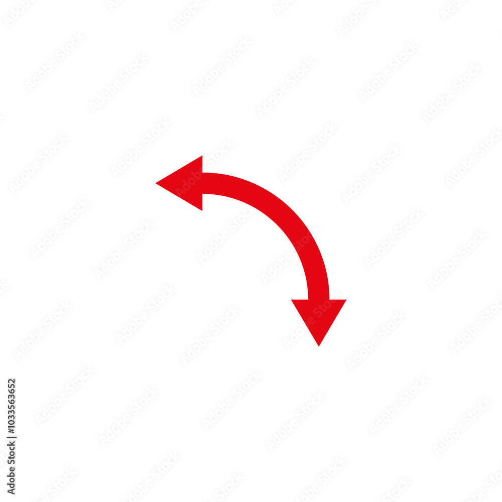 Dual semi circle red arrow. Vector illustration. Semicircular curved double ended arrow. Dual semi circle red arrow. Vector illustration. Semicircular curved double ended arrow.