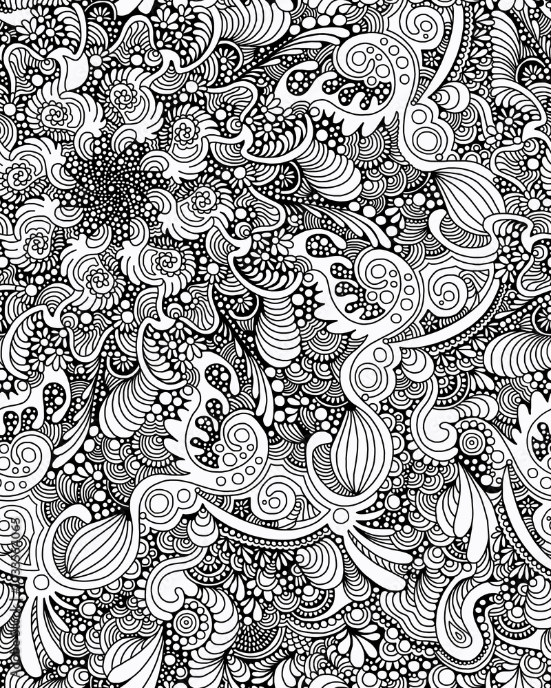 custom made wallpaper toronto digitalBlack and white abstract floral hand-drawn drawing.Seamless pattern.