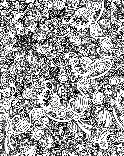 Wallpaper Mural Black and white abstract floral hand-drawn drawing.Seamless pattern. Torontodigital.ca