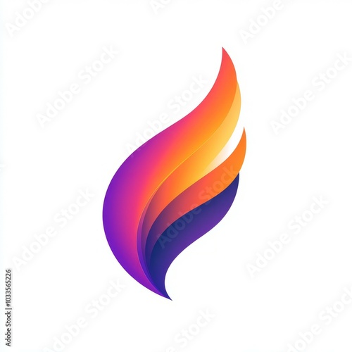 Abstract flame logo. Vibrant, multi-colored abstract logo design resembling a flame. Perfect for branding and identity.