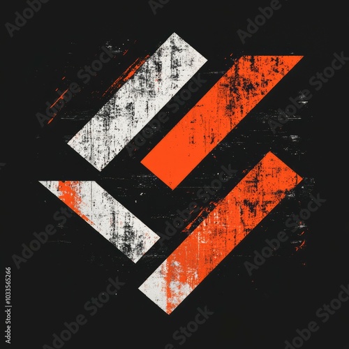 Abstract grunge design. Grunge style abstract design with orange and white lines on a black background. photo