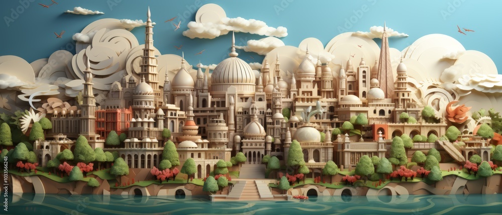 3D Fantasy Cityscape on Republic Day 3D Fantasy Cityscape on Republic Day
