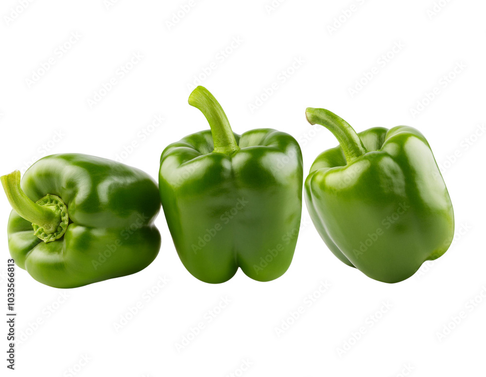Green Bell Peppers Isolated on Transparent Background Green Bell Peppers Isolated on Transparent Background