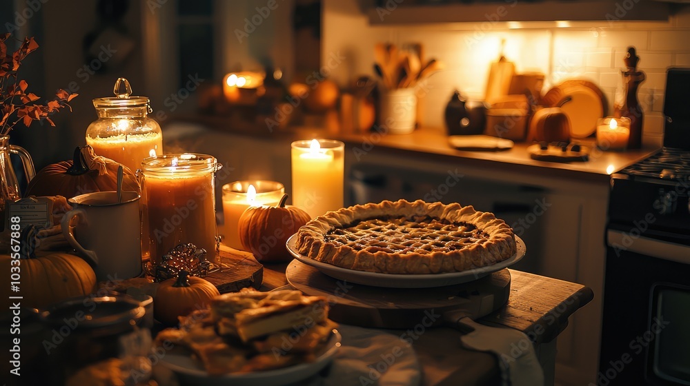 Cozy Fall Kitchen Scene with Pumpkin Spice Treats Cozy Fall Kitchen Scene with Pumpkin Spice Treats