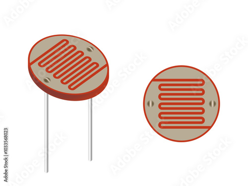 Realistic LDR light dependant resistor vector illustration on white background, demonstration,for electrician teachers, web, banner and etc.