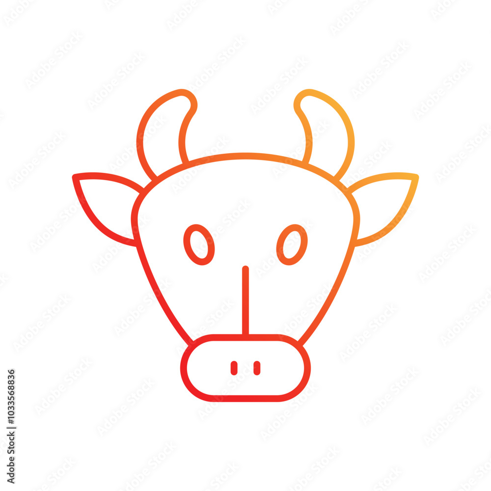 Cow gradient icon with white background vector stock illustration Cow gradient icon with white background vector stock illustration