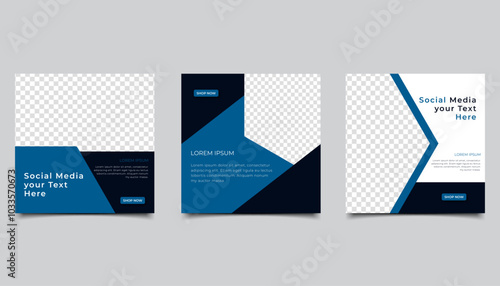 Set of Editable minimal square banner template. suitable for social media post and web internet ads. Vector illustration with photo design