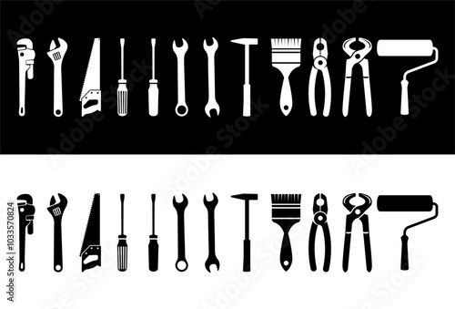 Set of different handyman services icons template