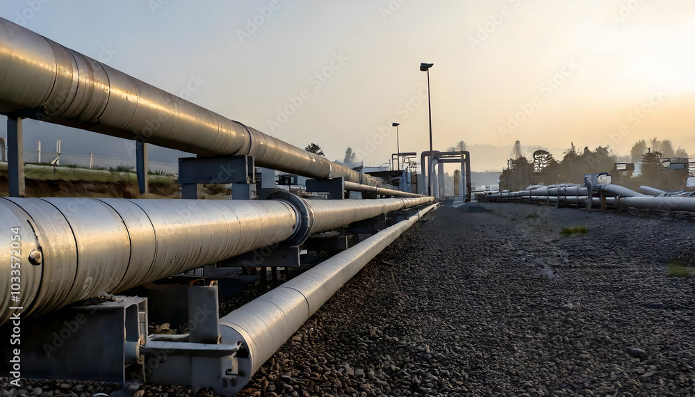 Industrial gas pipelines extending into distance
Industrial gas pipelines extending into distance