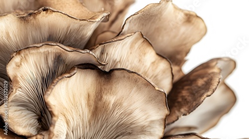 bunch of Maitake mushroom on white background.