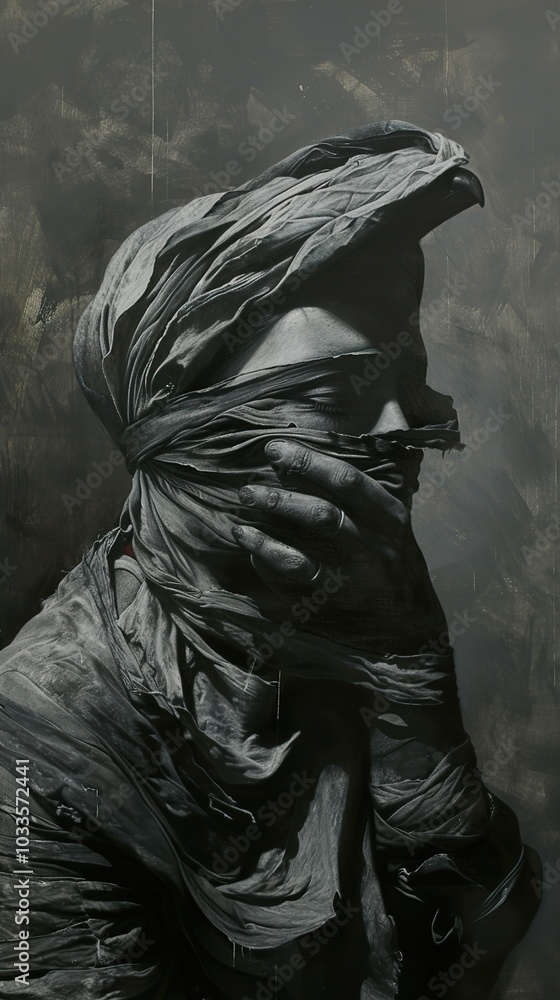 Mysterious Portrait: A Figure Cloaked in Shadow Mysterious Portrait: A Figure Cloaked in Shadow