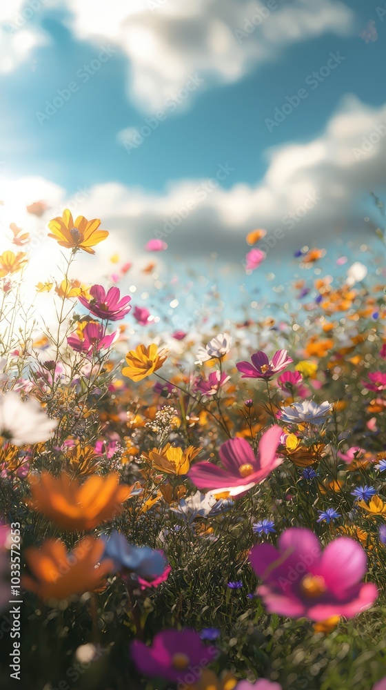 Vibrant Field of Flowers Dancing in the Wind Vibrant Field of Flowers Dancing in the Wind