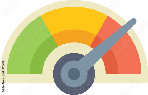 Speedometer gauge is indicating an increasing performance or efficiency level