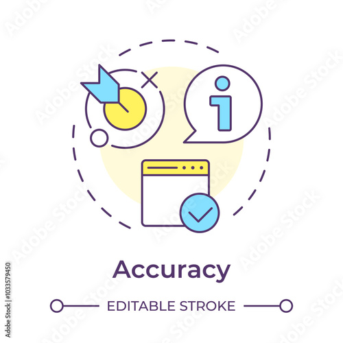 Accuracy multi color concept icon. Data collection, management. Information, marketing. Round shape line illustration. Abstract idea. Graphic design. Easy to use article, blog post