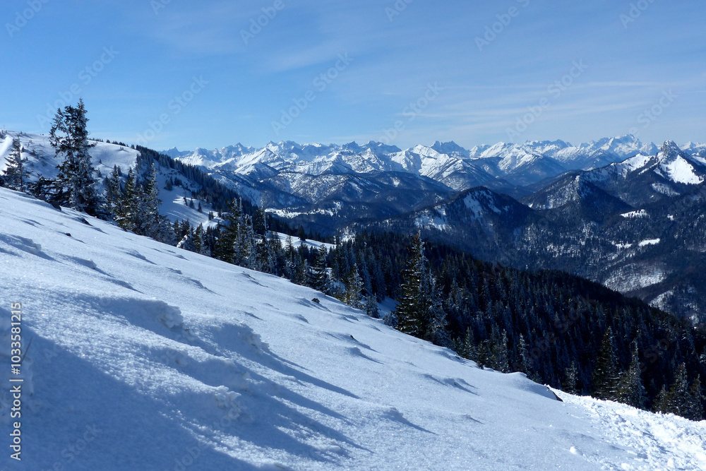 Mountain panorama from Wallberg mountain, Bavaria, Germany Mountain panorama from Wallberg mountain, Bavaria, Germany