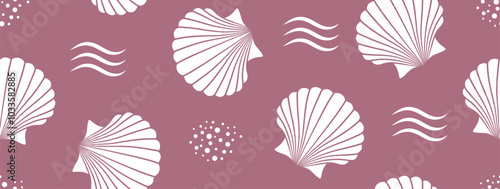 Seamless pattern with Seashells. vector illustration. 