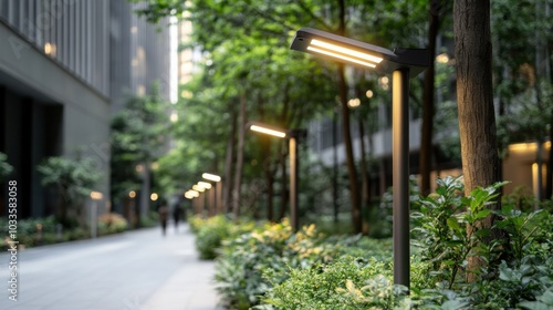 Iot-enabled smart streetlights in urban green space for sustainable city design photo