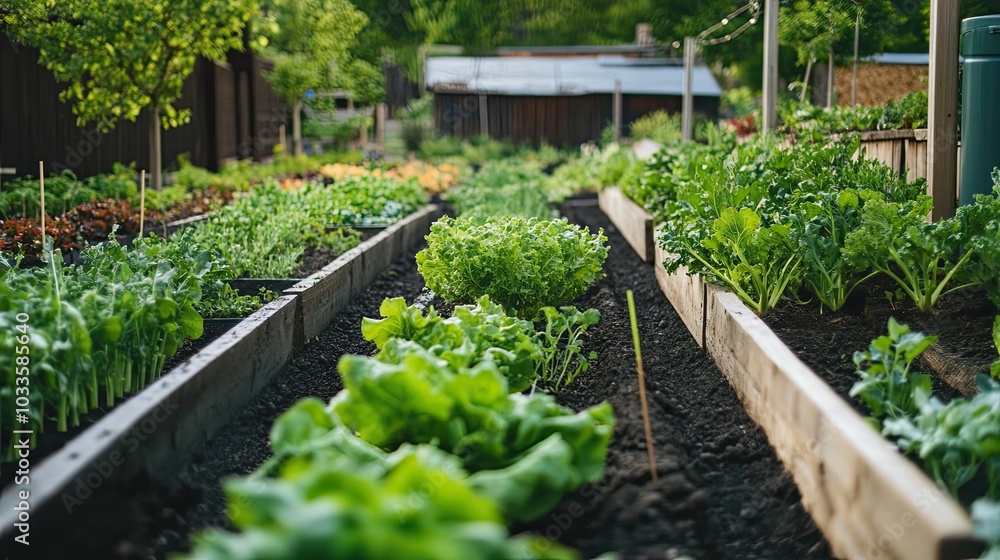 Rows of Green Vegetables Growing in a Garden