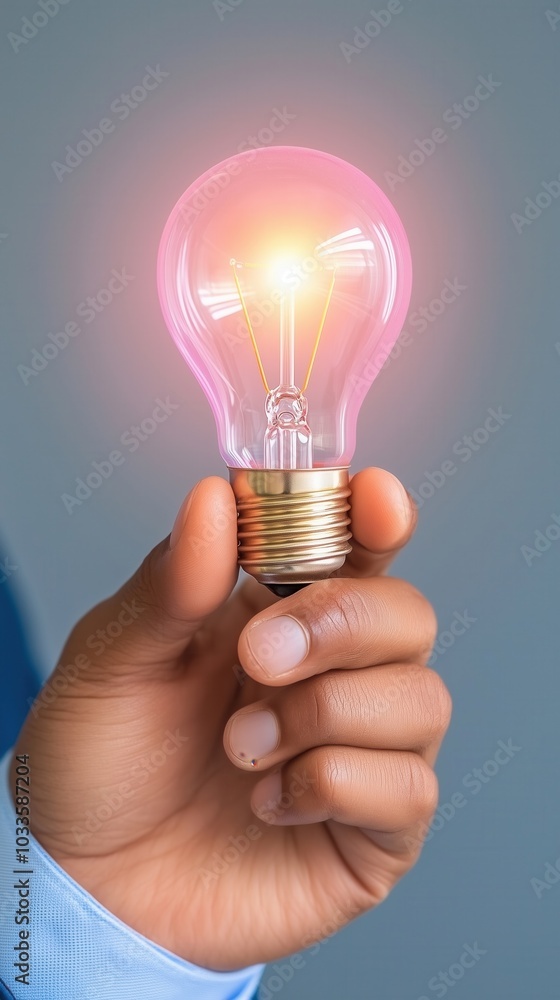 A hand holding a glowing light bulb, symbolizing ideas and innovation, against a soft gradient background. A hand holding a glowing light bulb, symbolizing ideas and innovation, against a soft gradient background.