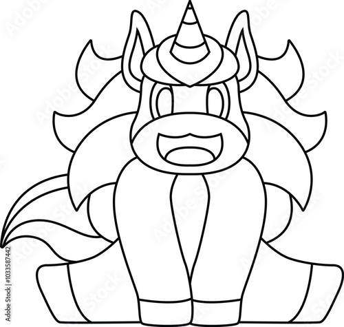 Unicorn long Hair Animal Vector Graphic Art Illustration