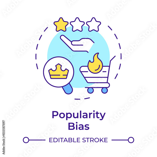 Popularity bias multi color concept icon. User experience, service rating. Customer satisfaction, commerce. Round shape line illustration. Abstract idea. Graphic design. Easy to use article, blog post