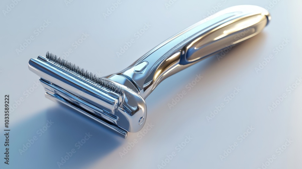 Close-up 3D illustration of razor cutting hair on skin, precise shave, clean smooth texture, isolated with white backdrop Close-up 3D illustration of razor cutting hair on skin, precise shave, clean smooth texture, isolated with white backdrop