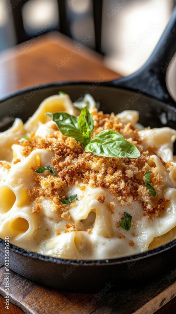 Creamy mac and cheese with breadcrumb topping for food photography and culinary design Creamy mac and cheese with breadcrumb topping for food photography and culinary design
