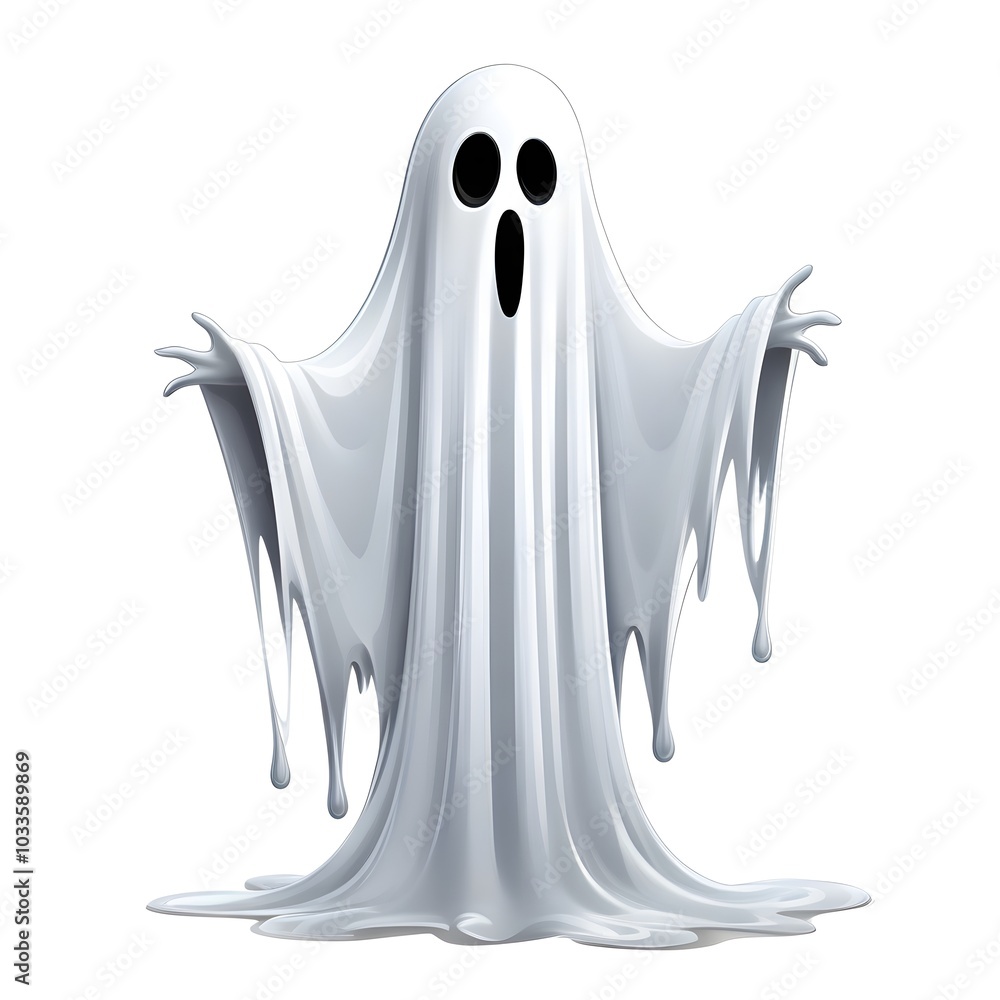 illustration of a ghost, eerie ghost with a range of emotions on white background illustration of a ghost, eerie ghost with a range of emotions on white background