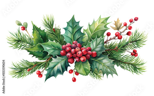 watercolor Christmas floral arrangement 