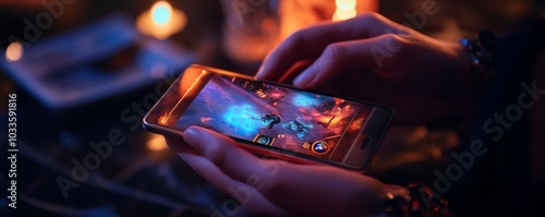 Obraz na płótnie Hands playing action mobile game w salonie