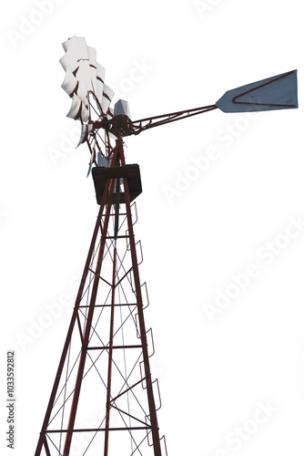 Old-Style Metal Windmill Tower for Rural Water Pumping