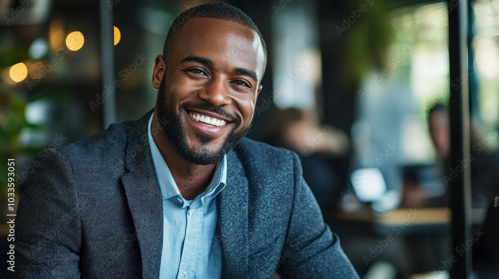 A confident businessman smiling while closing a successful deal A confident businessman smiling while closing a successful deal