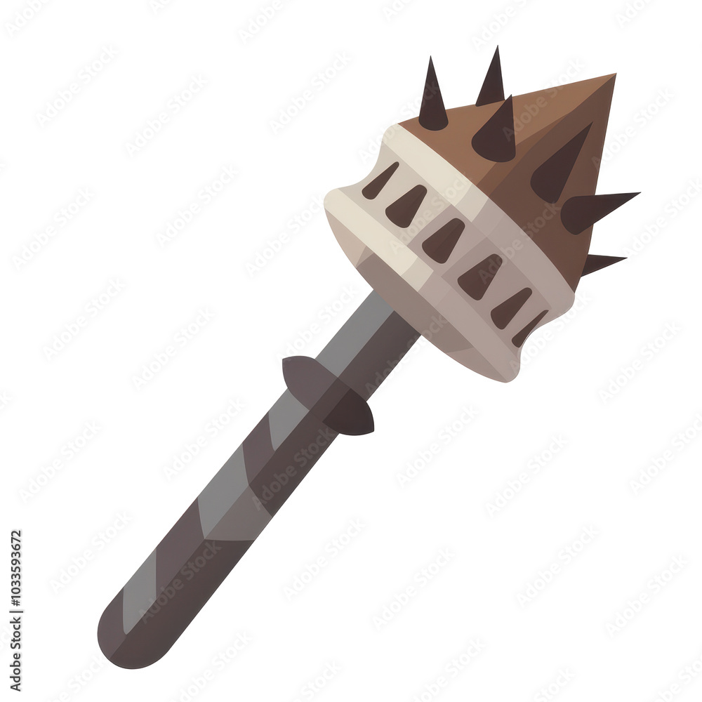 illustration of a medieval mace, featuring spikes and a detailed handle, perfect for fantasy themes. illustration of a medieval mace, featuring spikes and a detailed handle, perfect for fantasy themes.