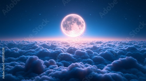 A large moon is in the sky above a cloudy sky