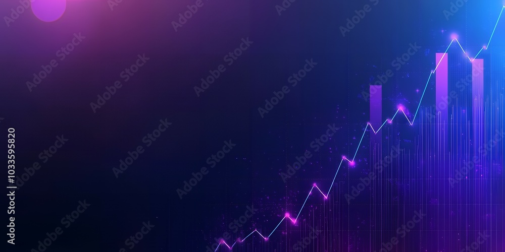 Upward trend line on blue background
