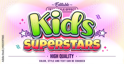 Editable text style effect - Kids Superstars text style theme. photo