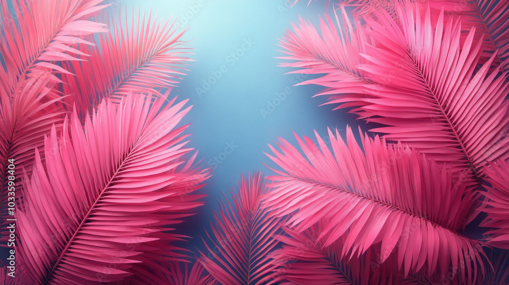 Fototapeta premium Pink Tropical Palm Leaves Seamless Pattern Digital Design