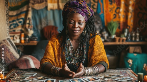 An African life coach combines tarot with hands-on practice to provide spiritual guidance and self-discovery for clients photo