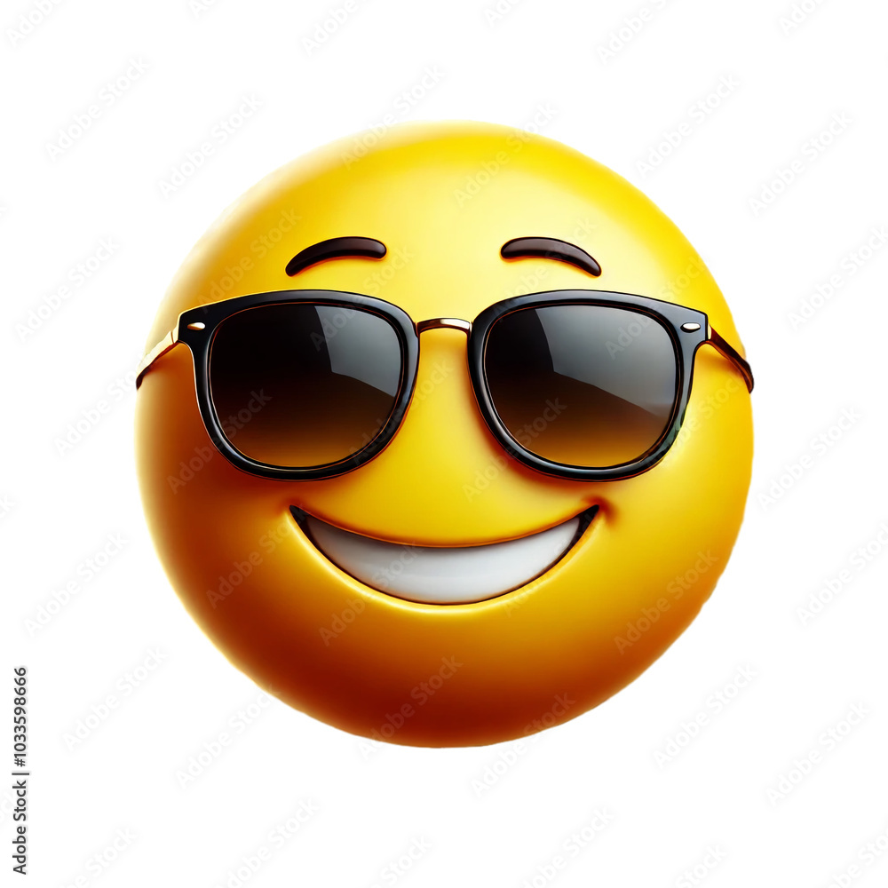 Smiling Face with Sunglasses 3D Emoji Isolated on Transparent Background Smiling Face with Sunglasses 3D Emoji Isolated on Transparent Background