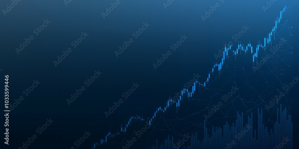 Financial chart shows upward trend. Financial chart shows upward trend.