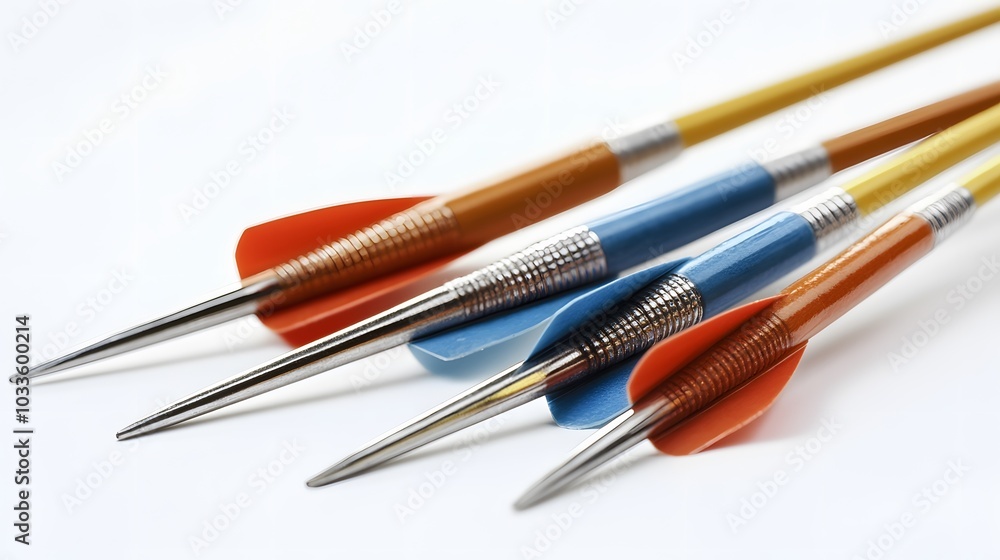 darts on white background with copy space. darts on white background with copy space.
