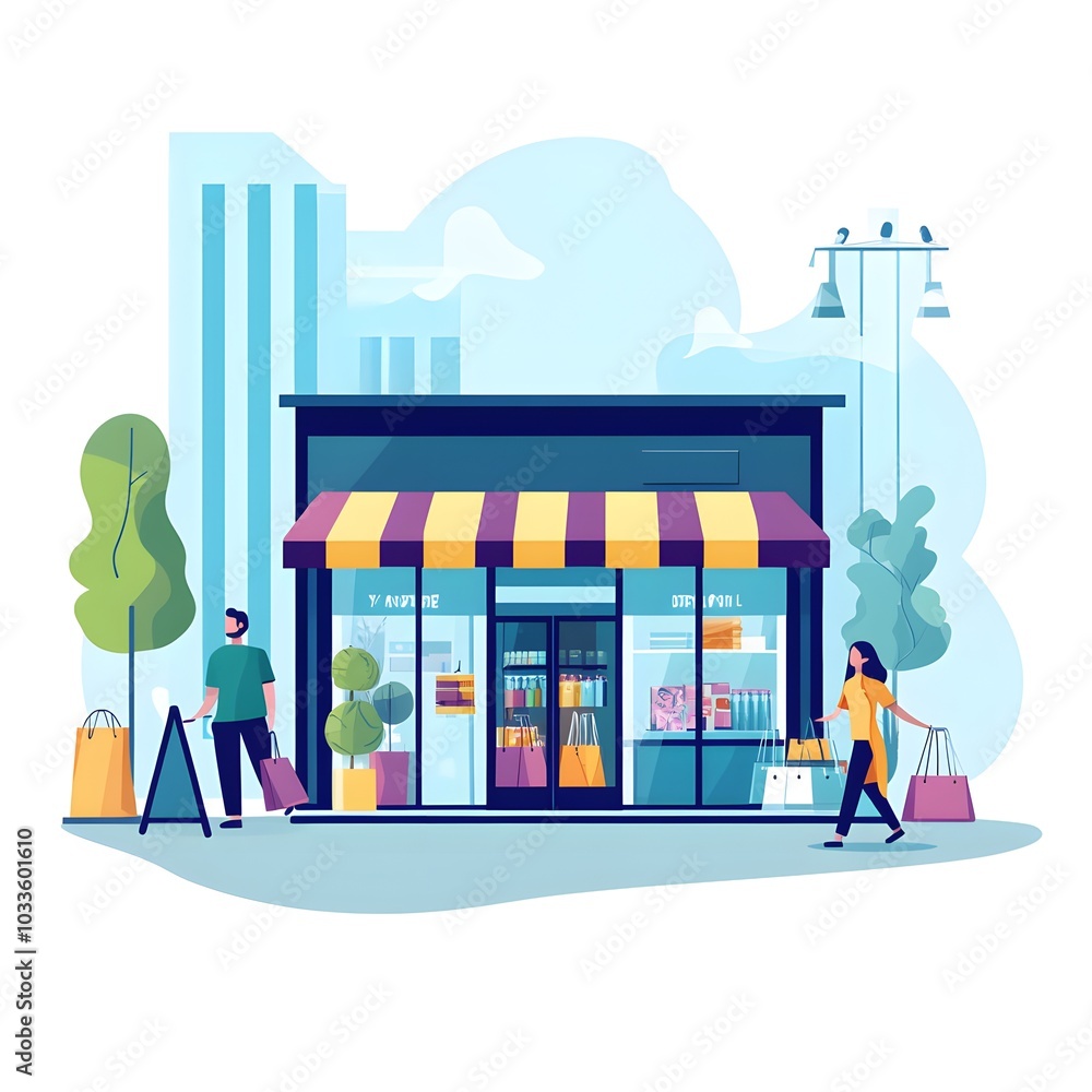 People Shopping at a Grocery Store in a City People Shopping at a Grocery Store in a City