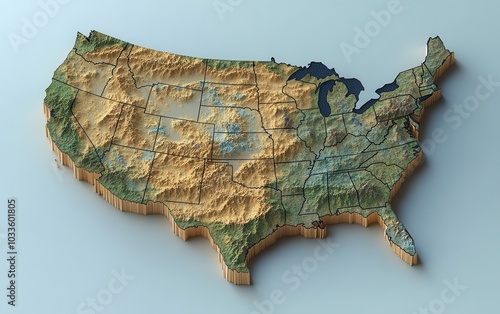3D Wooden Map of the United States