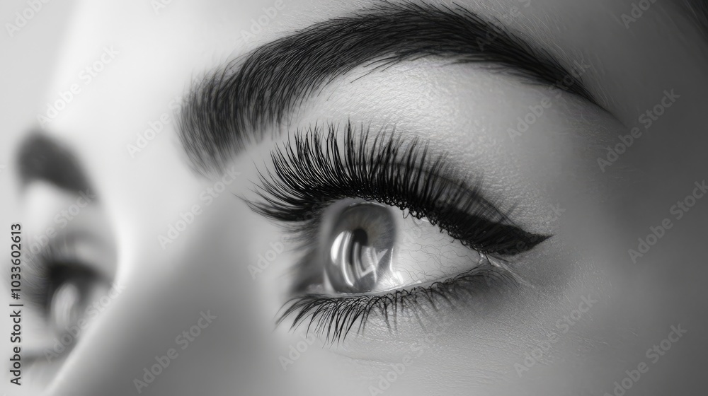 Eyelashes Extension Procedure. Beautician Applying Eyelash Extensions in Closeup for Woman's Eye Eyelashes Extension Procedure. Beautician Applying Eyelash Extensions in Closeup for Woman's Eye