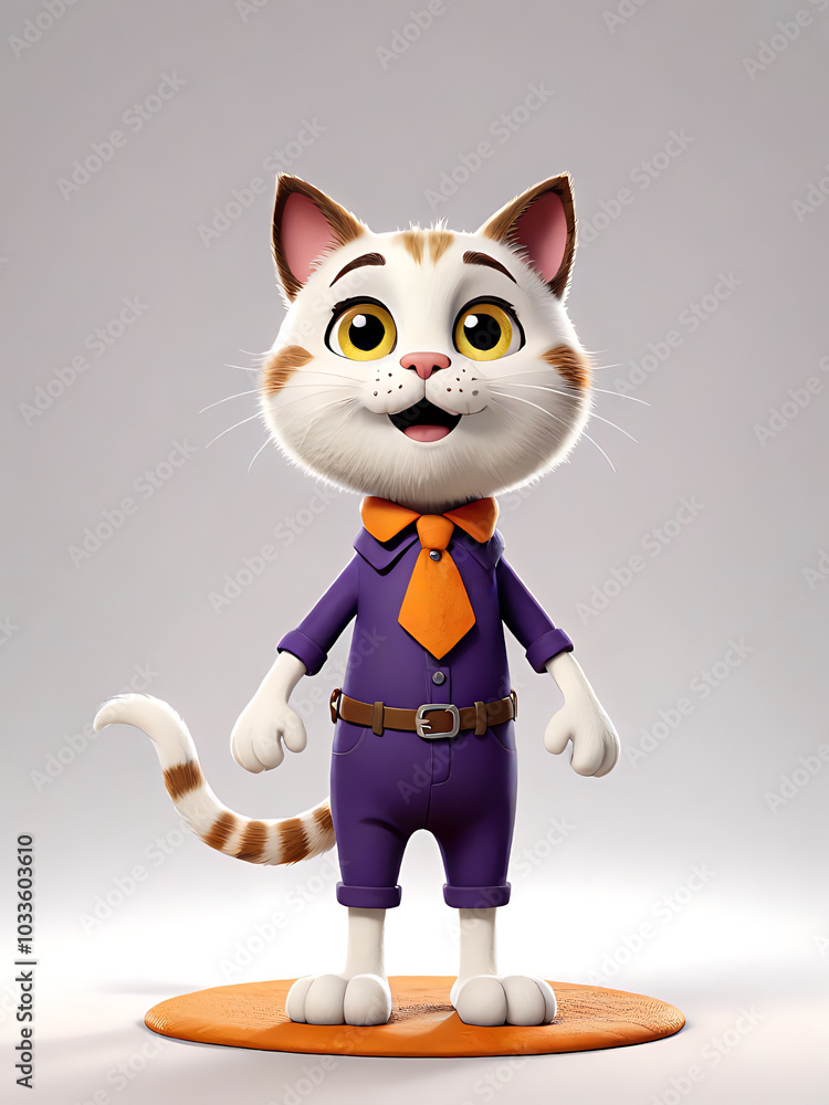 Cat in Purple Suit with Orange Tie Generative AI Cat in Purple Suit with Orange Tie Generative AI