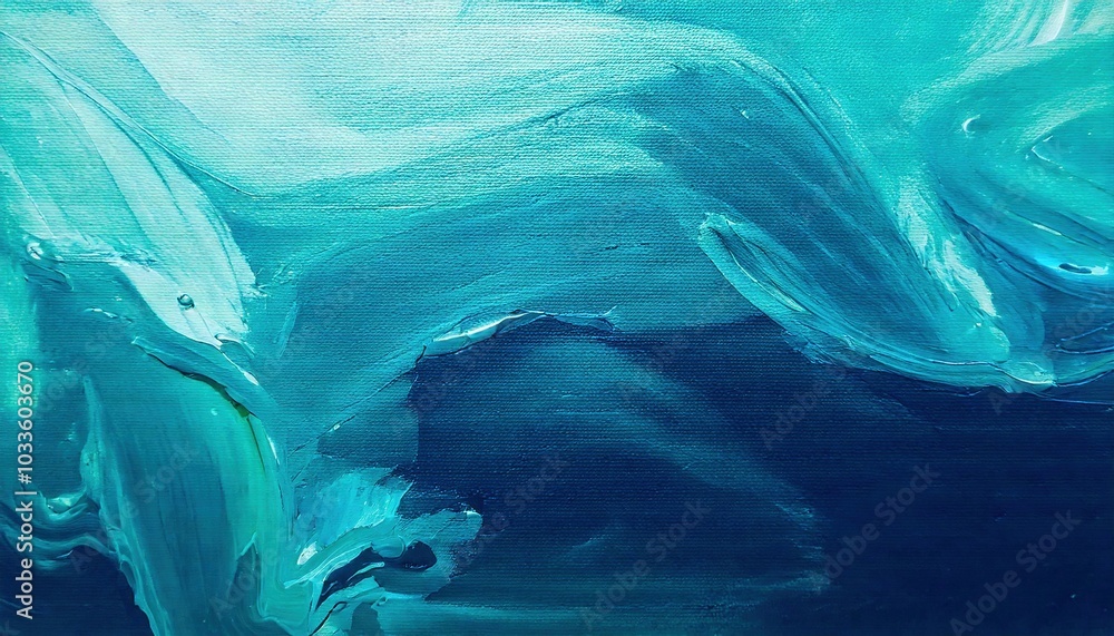 Fototapeta premium Abstract teal color blue and green oil painting with strokes background. Vibrant canvas texture art abstraction wallpaper artwork design.