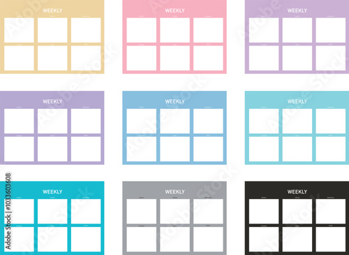 weekly planner pages templates, Life planners, weekly and days organizers, office schedule list. 
