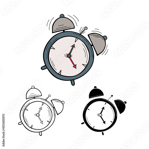Alarm clock in flat style Vector illustration