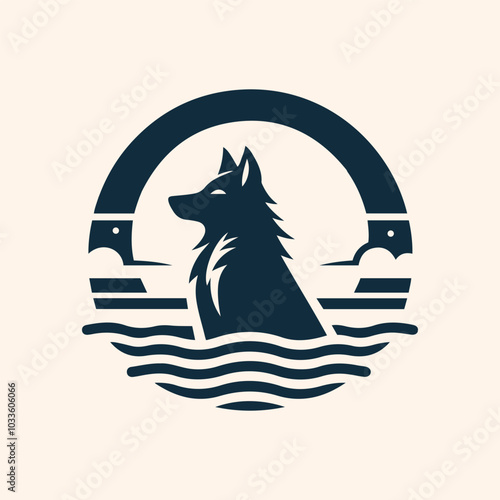 Dog with sunglass logo icon vector illustration